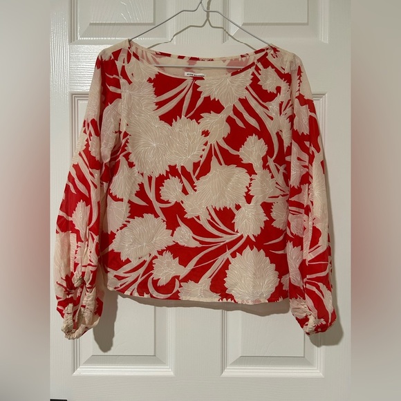 Club Monaco Valterra Silk Blend Floral Print Long Sleeve Rosette Blouse Size XS - Picture 4 of 7